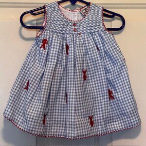 Cotton Kids Lobster Gingham 2 pc Dress sz 9 months